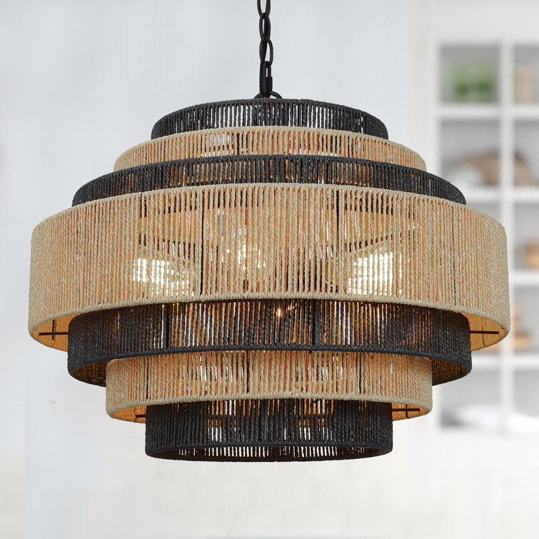 Bay Isle Home 24Inch 6Light Handwoven Tiered Dimmable Chandelier